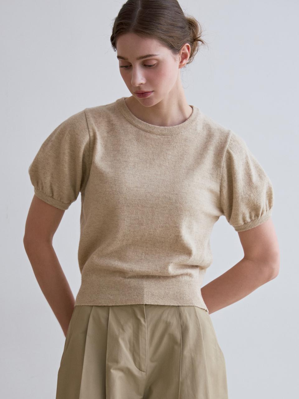 Fur Wool Puff Relaxed Pullover [Light Brown] - ODER - Modalova