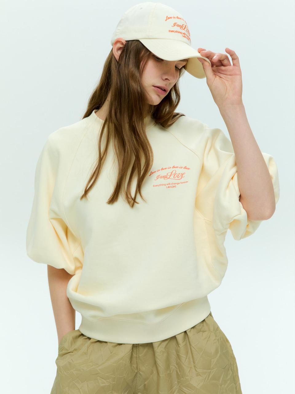 LOVE PRINT SWEATSHIRT [Buttery Yellow][NAVY] - HACIE - Modalova