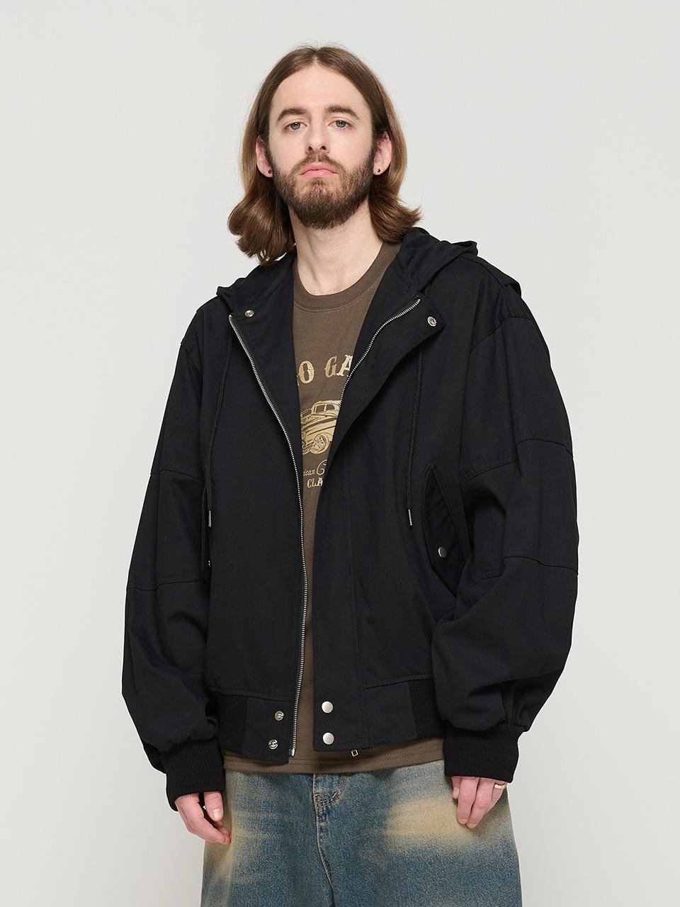 Hooded Bomber Jacket [Black] - CARGOBROS - Modalova