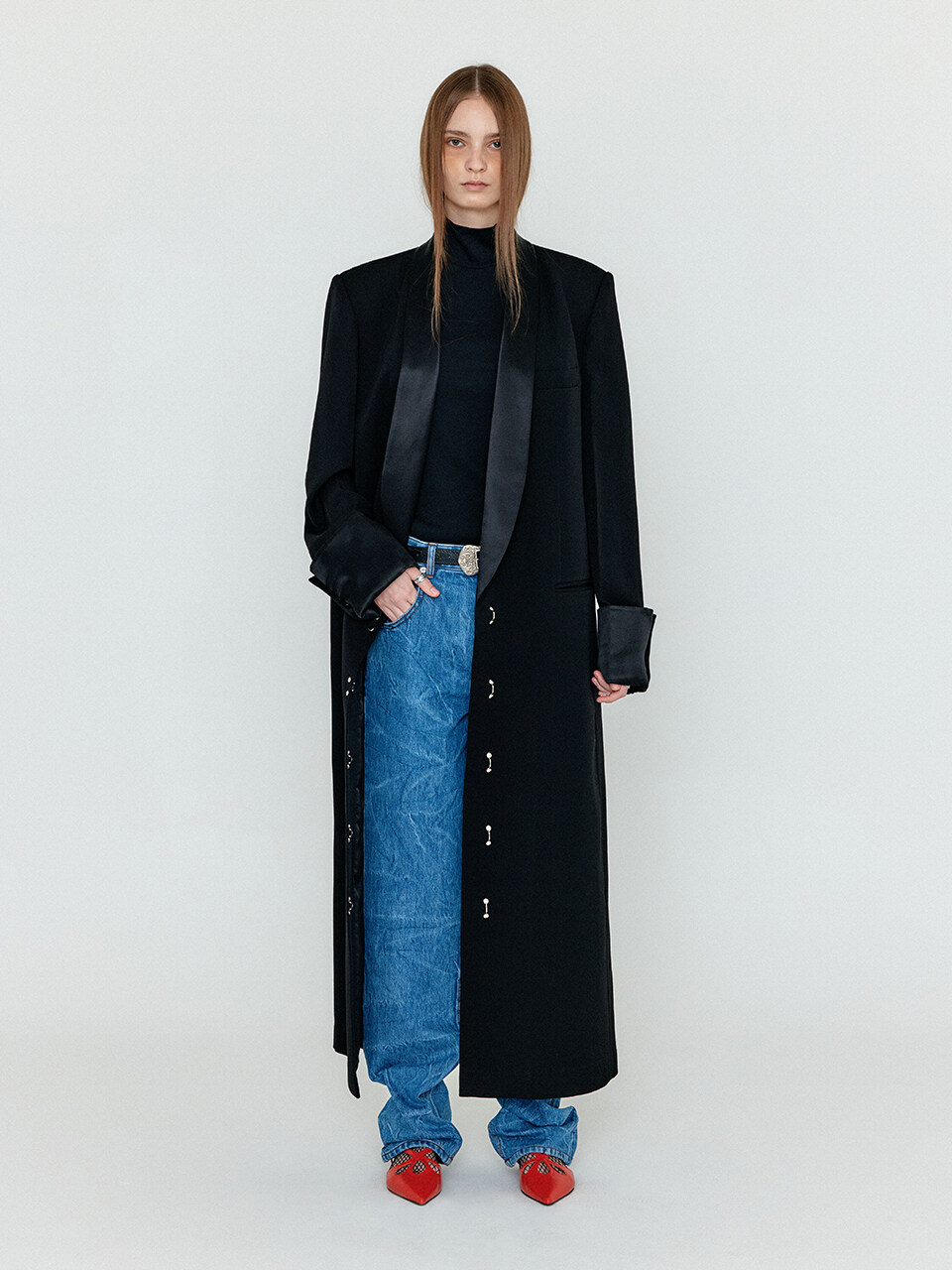 WOLIVIA Single-breasted Tuxedo Coat_Black - EENK - Modalova