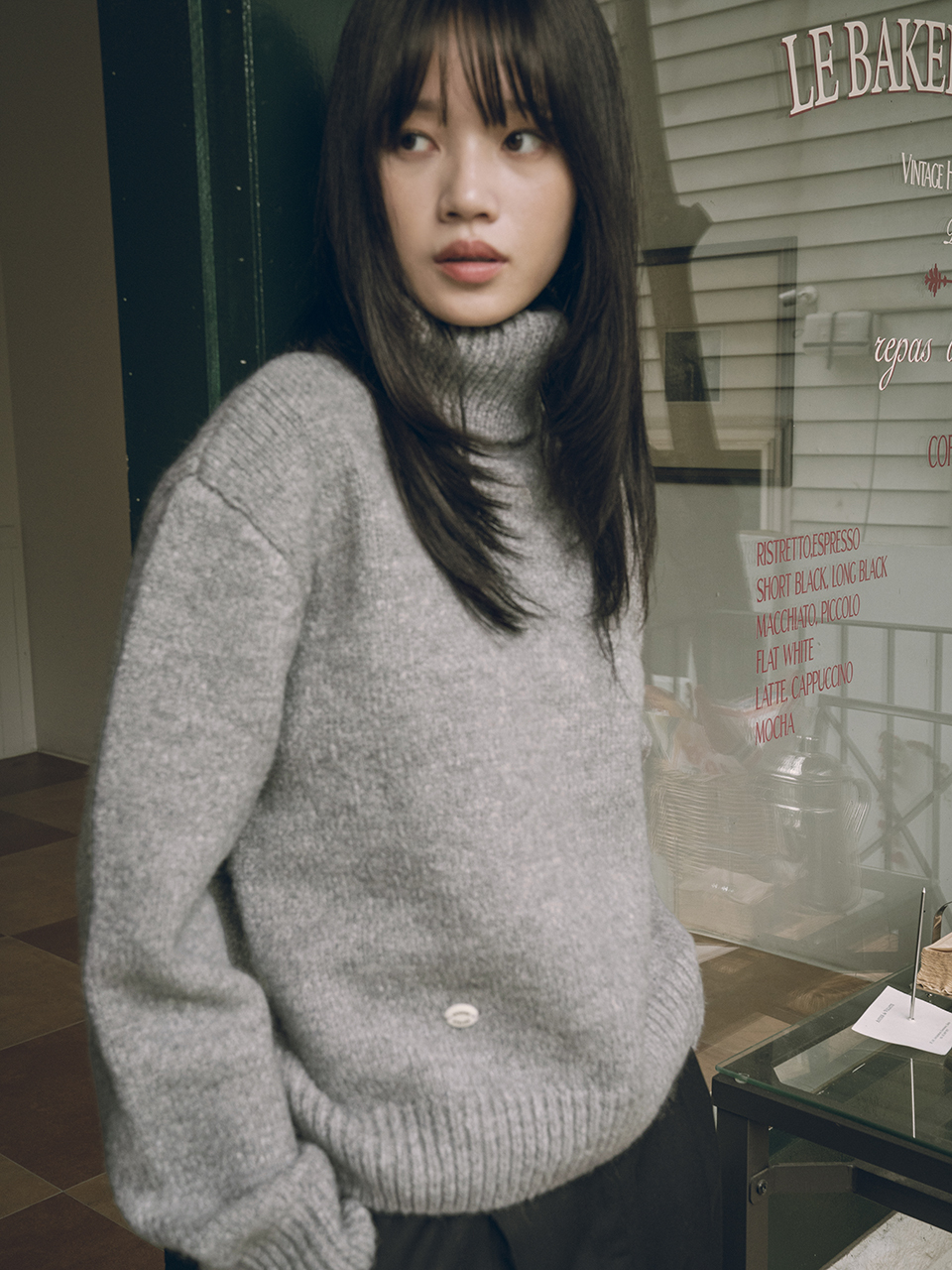 Wool turtleneck knit_Gray - vanone atelier - Modalova